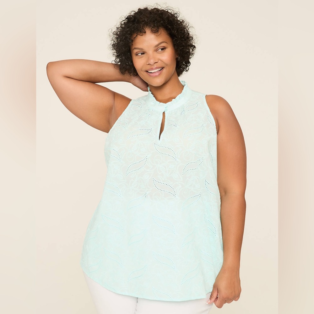 Lane Bryant Ruffle Notch-Neck Popover Tank Plus Size 22